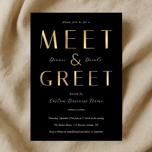 Invitation Black & Gold Meet and Greet Networking Business