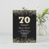 Invitation Black & Gold Mens Fête des femmes 70e anniversaire (Debout devant)