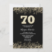 Invitation Black & Gold Mens Fête des femmes 70e anniversaire (Devant)
