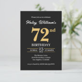 Invitation Black Gold Minimalist Modern Simple 72e anniversai (Debout devant)