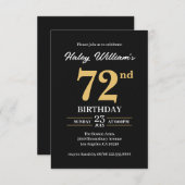 Invitation Black Gold Minimalist Modern Simple 72e anniversai (Devant / Derrière)