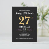 Invitation Black Gold Minimalist Moderne Simple 27e anniversa (Debout devant)