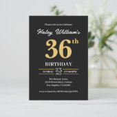Invitation Black Gold Minimalist Moderne Simple 36e anniversa (Debout devant)