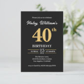 Invitation Black Gold Minimalist moderne Simple 40e anniversa (Debout devant)