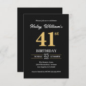 Invitation Black Gold Minimalist Moderne Simple 41e anniversa (Devant / Derrière)