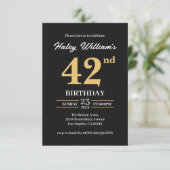 Invitation Black Gold Minimalist Moderne Simple 42e anniversa (Debout devant)