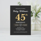 Invitation Black Gold Minimalist Moderne Simple 45e anniversa (Debout devant)