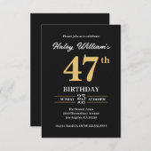 Invitation Black Gold Minimalist Moderne Simple 47e anniversa (Devant / Derrière)