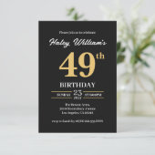 Invitation Black Gold Minimalist Moderne Simple 49e anniversa (Debout devant)