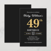 Invitation Black Gold Minimalist Moderne Simple 49e anniversa (Devant / Derrière)