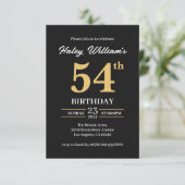 Invitation Black Gold Minimalist moderne Simple 54e anniversa (Debout devant)