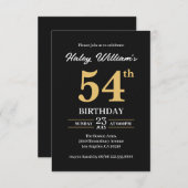Invitation Black Gold Minimalist moderne Simple 54e anniversa (Devant / Derrière)
