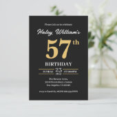 Invitation Black Gold Minimalist Moderne Simple 57e anniversa (Debout devant)