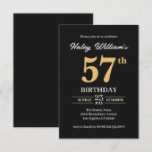 Invitation Black Gold Minimalist Moderne Simple 57e anniversa (Devant / Derrière)