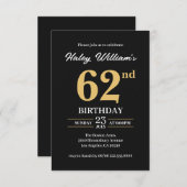 Invitation Black Gold Minimalist Moderne Simple 62e anniversa (Devant / Derrière)