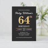 Invitation Black Gold Minimalist Moderne Simple 64e anniversa (Debout devant)