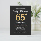 Invitation Black Gold Minimalist Moderne Simple 65e anniversa (Debout devant)
