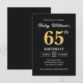 Invitation Black Gold Minimalist Moderne Simple 65e anniversa (Devant / Derrière)