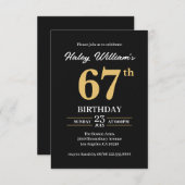Invitation Black Gold Minimalist Moderne Simple 67e anniversa (Devant / Derrière)