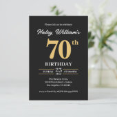 Invitation Black Gold Minimalist Moderne Simple 70e anniversa (Debout devant)