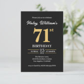Invitation Black Gold Minimalist Moderne Simple 71e anniversa (Debout devant)