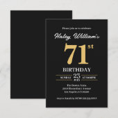 Invitation Black Gold Minimalist Moderne Simple 71e anniversa (Devant / Derrière)