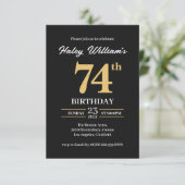 Invitation Black Gold Minimalist Moderne Simple 74e anniversa (Debout devant)