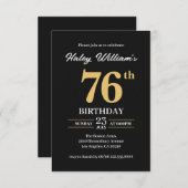 Invitation Black Gold Minimalist Moderne Simple 76e anniversa (Devant / Derrière)