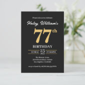 Invitation Black Gold Minimalist Moderne Simple 77e anniversa (Debout devant)