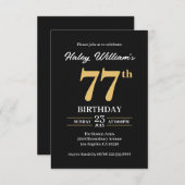 Invitation Black Gold Minimalist Moderne Simple 77e anniversa (Devant / Derrière)
