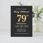 Invitation Black Gold Minimalist Moderne Simple 79e anniversa (Debout devant)