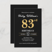 Invitation Black Gold Minimalist Moderne Simple 83e anniversa (Devant / Derrière)