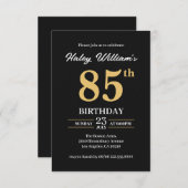 Invitation Black Gold Minimalist Moderne Simple 85e anniversa (Devant / Derrière)