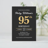 Invitation Black Gold Minimalist Moderne Simple 95e anniversa (Debout devant)