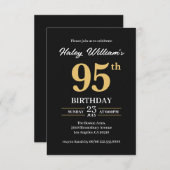 Invitation Black Gold Minimalist Moderne Simple 95e anniversa (Devant / Derrière)
