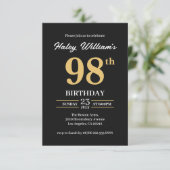 Invitation Black Gold Minimalist Moderne Simple 98e anniversa (Debout devant)
