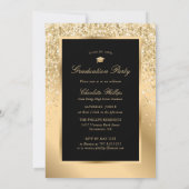 Invitation Black Gold Modern 2 Photo Graduation Party (Dos)