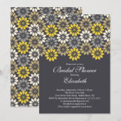 Invitation Black & Gold Modern Blooms Fête de l'mariée floral (Devant / Derrière)