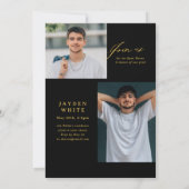 Invitation Black Gold Modern Calligraphy Photo Graduation (Dos)