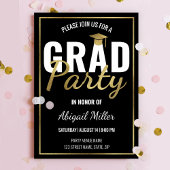 Invitation Black & Gold Modern Script Graduation Party