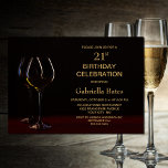 Invitation Black Gold moderne 21ème anniversaire Vin Glass Pa<br><div class="desc">Invitation vos amis et proches à votre fête du 21ème anniversaire avec cette invitation moderne en verre de vin noir et or.</div>