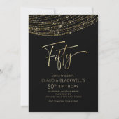 Invitation Black Gold moderne 50e anniversaire (Devant)