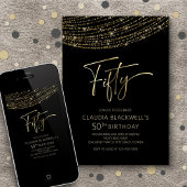 Invitation Black Gold moderne 50e anniversaire