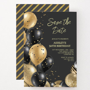 Invitation Black Gold moderne 50e anniversaire