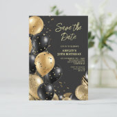 Invitation Black Gold moderne 50e anniversaire (Debout devant)