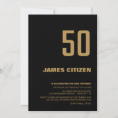 Invitation Black Gold moderne 50e fête d'anniversaire (Devant)