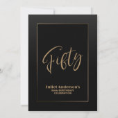 Invitation Black Gold moderne 50e fête d'anniversaire (Dos)