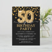 Invitation Black & Gold moderne 50e fête d'anniversaire surpr (Debout devant)