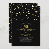 Invitation Black & Gold Moderne 50e fête Mariage Anniversaire (Devant / Derrière)