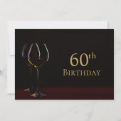 Invitation Black Gold moderne 60e Anniversaire Vin Glass Part (Dos)